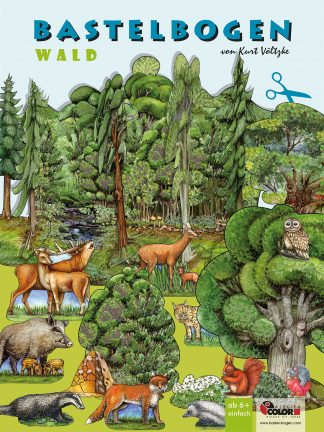 Wald Bastelbogen Lehrmaterial Sachkunde Grundschule Waldtiere, Bäume